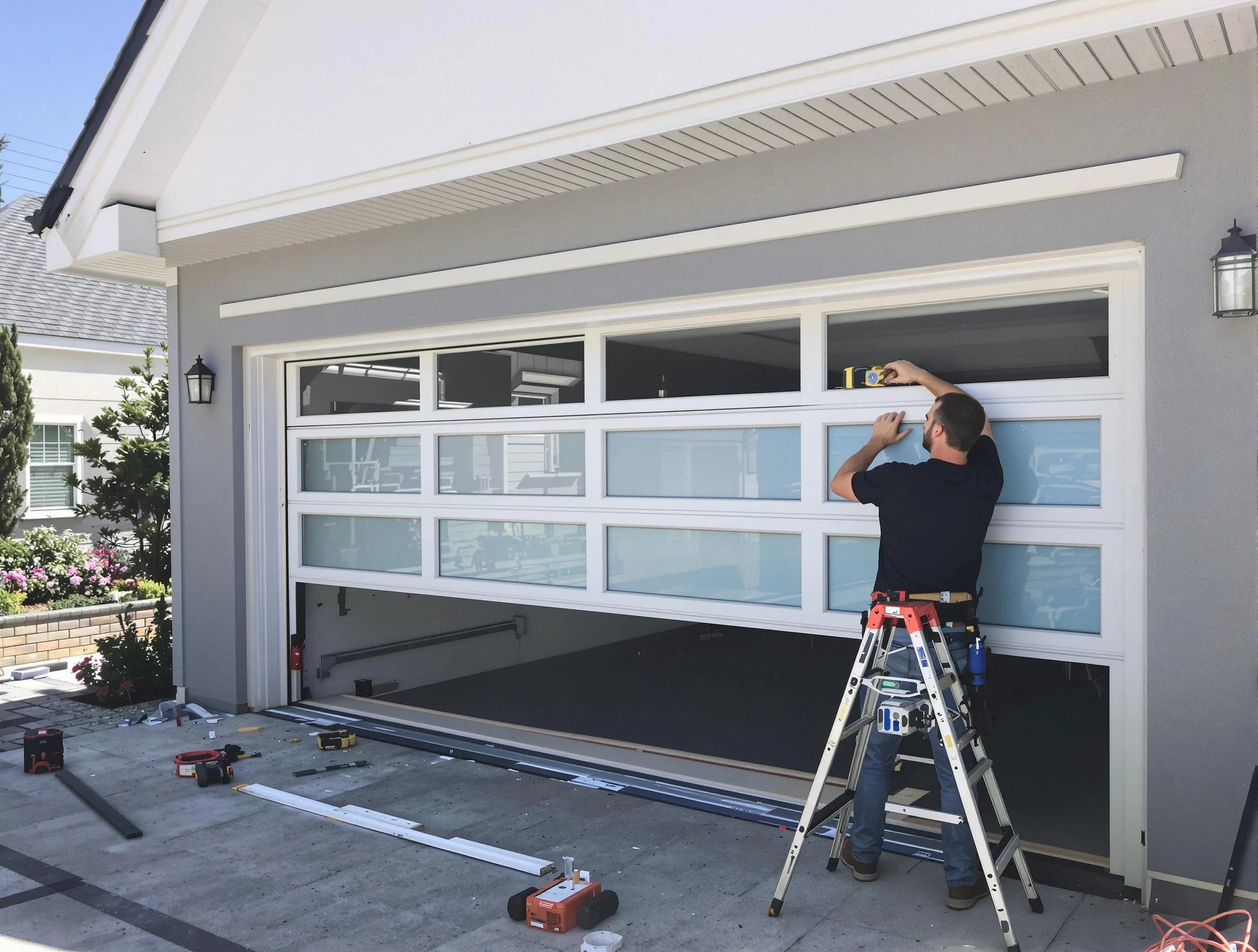 Highland Lakes Garage Door Repair team performing garage door replacement in Highland Lakes