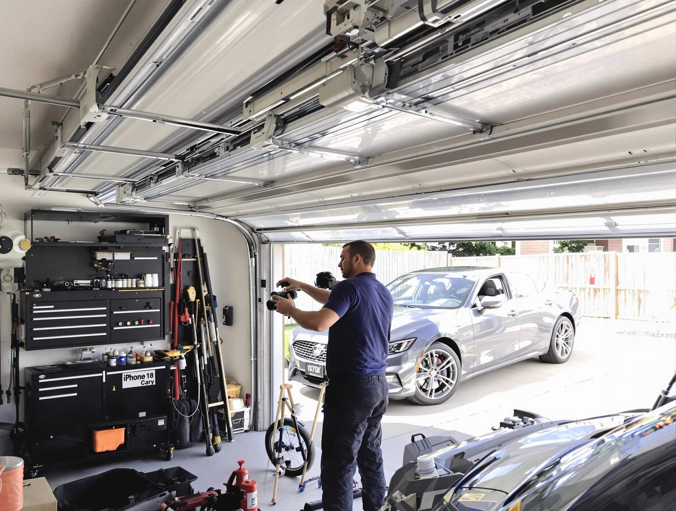Highland Lakes Garage Door Repair technician fixing noisy garage door in Highland Lakes