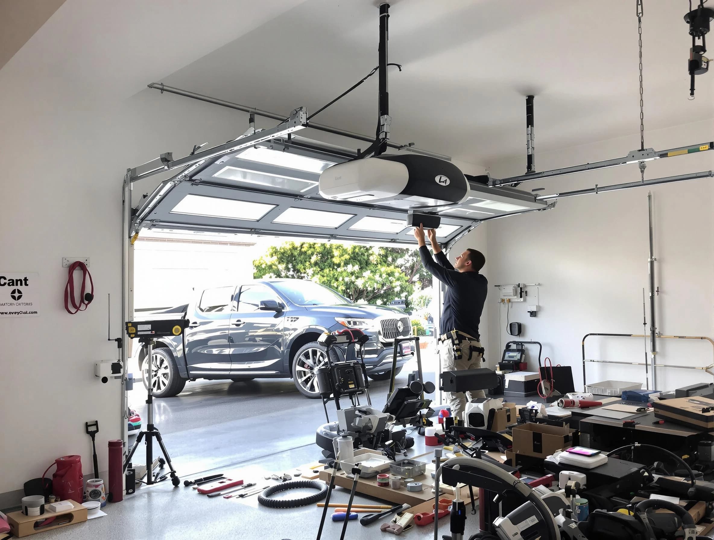 Highland Lakes Garage Door Repair specialist installing smart garage door opener system in Highland Lakes home