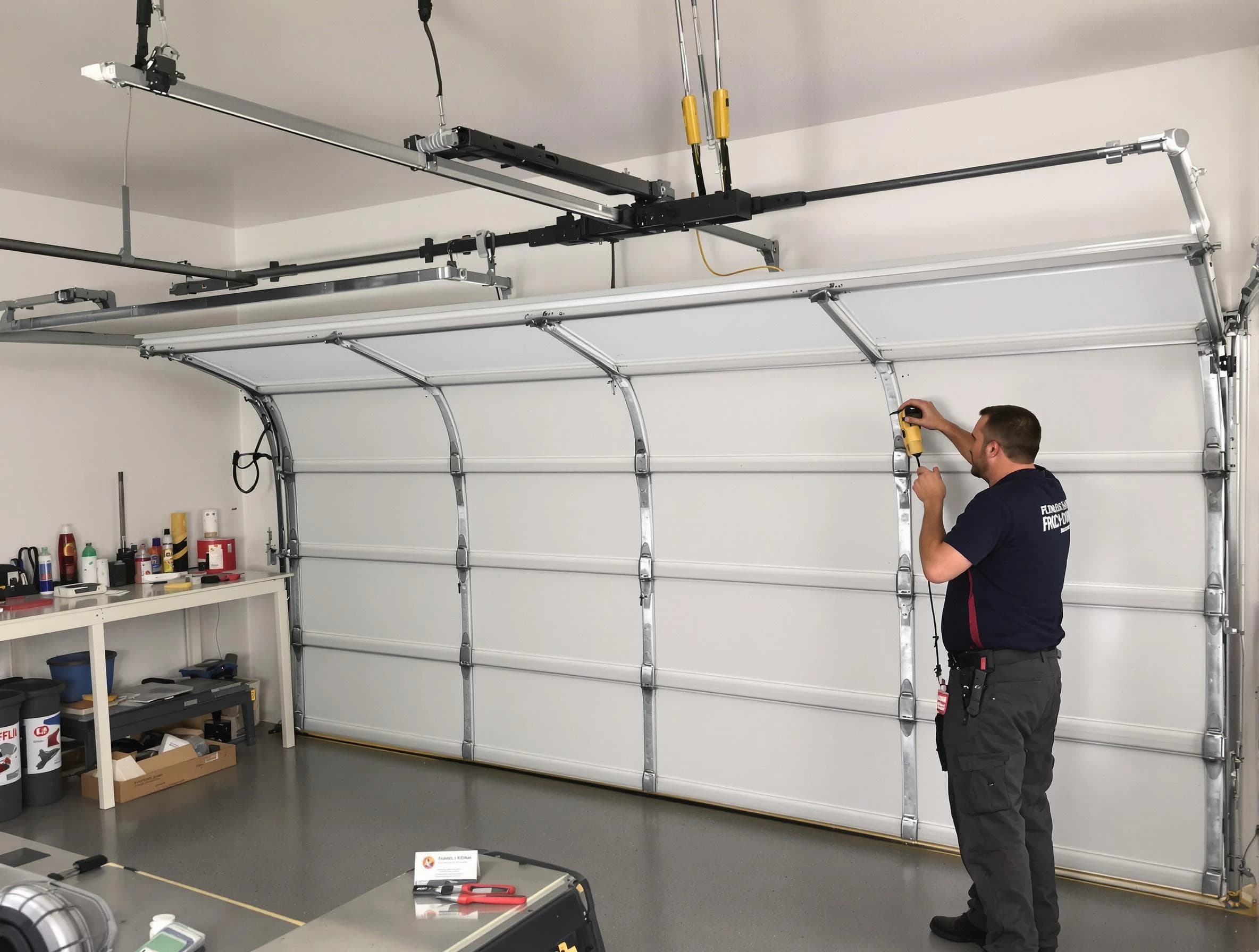 Highland Lakes Garage Door Repair certified technician performing overhead door system repair in Highland Lakes