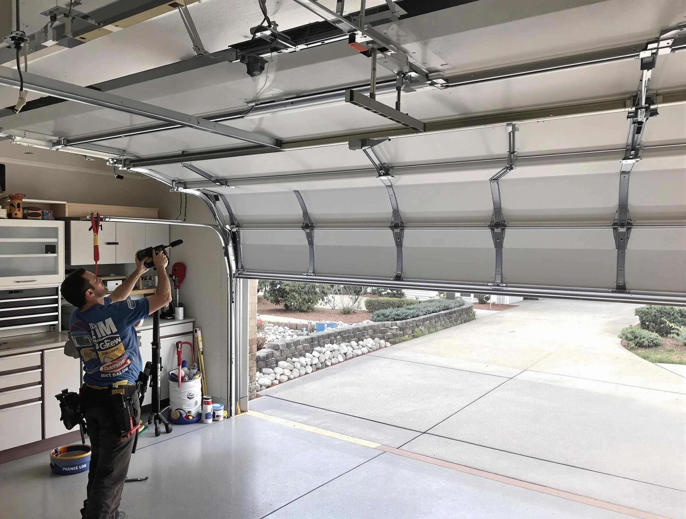 Garage door track repair service by Highland Lakes Garage Door Repair in Highland Lakes