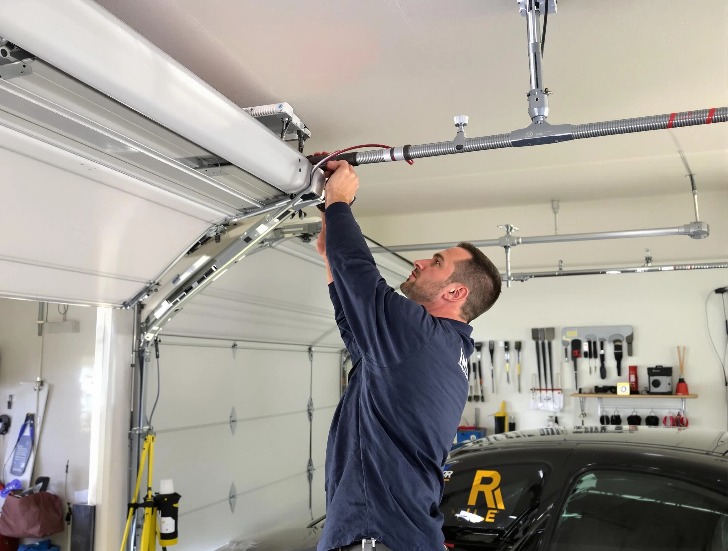 Highland Lakes Garage Door Repair technician performing garage door cable repair in Highland Lakes